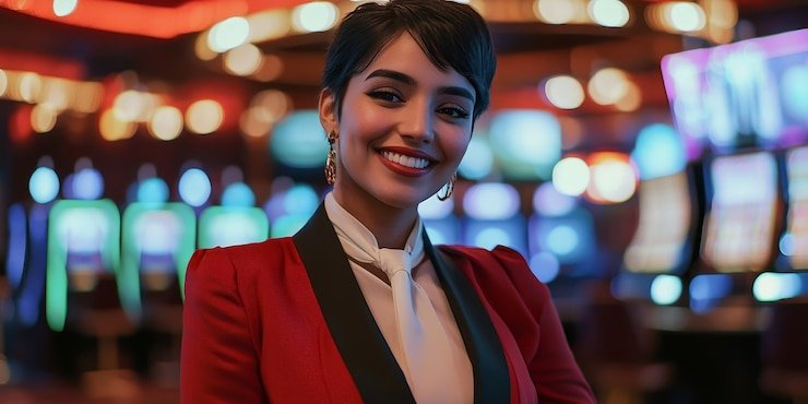 Meja Roulette Langsung dengan dealer di studio Tarung Mesin bosplay